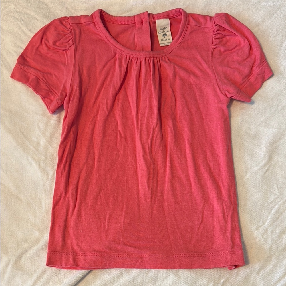 Kate Quinn Pink Short Sleeve Tee with Puff Sleeves